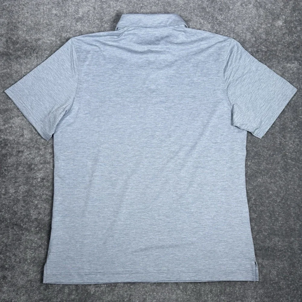 Mugsy‎ Polo Shirt Men's Large Gray Striped Short Sleeve Golf Performance